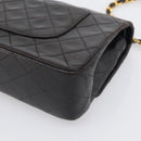 CHANEL Matelasse 25 Chain Shoulder Bag Lamb Skin Black Gold CC Auth 211217SAV-12