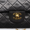 CHANEL Matelasse 25 Chain Shoulder Bag Lamb Skin Black Gold CC Auth 211217SAV-14