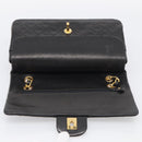CHANEL Matelasse 25 Chain Shoulder Bag Lamb Skin Black Gold CC Auth 211217SAV-15