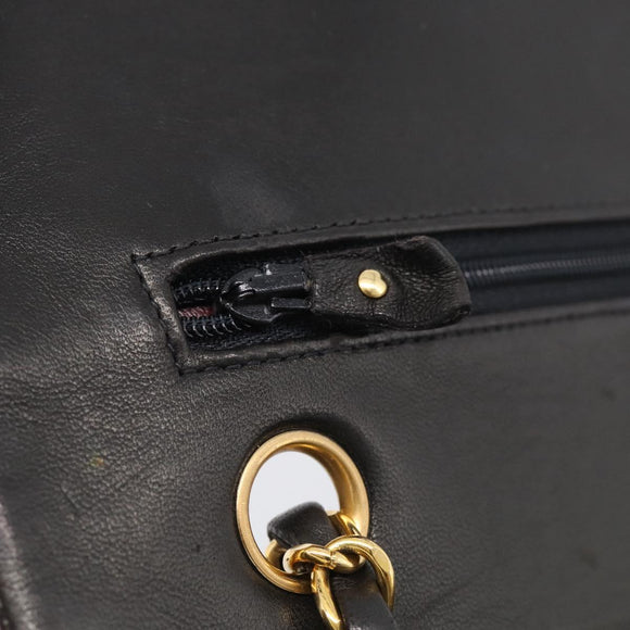 CHANEL Matelasse 25 Chain Shoulder Bag Lamb Skin Black Gold CC Auth 211217SAV