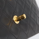 CHANEL Matelasse 25 Chain Shoulder Bag Lamb Skin Black Gold CC Auth 211217SAV-19