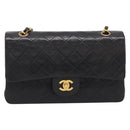 CHANEL Matelasse 25 Chain Shoulder Bag Lamb Skin Black Gold CC Auth 211217SAV-2