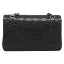 CHANEL Matelasse 25 Chain Shoulder Bag Lamb Skin Black Gold CC Auth 211217SAV-3
