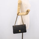 CHANEL Matelasse 25 Chain Shoulder Bag Lamb Skin Black Gold CC Auth 211217SAV-32