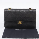 CHANEL Matelasse 25 Chain Shoulder Bag Lamb Skin Black Gold CC Auth 211217SAV-33