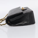 CHANEL Matelasse 25 Chain Shoulder Bag Lamb Skin Black Gold CC Auth 211217SAV-4