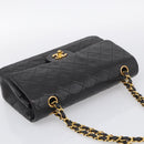CHANEL Matelasse 25 Chain Shoulder Bag Lamb Skin Black Gold CC Auth 211217SAV-6