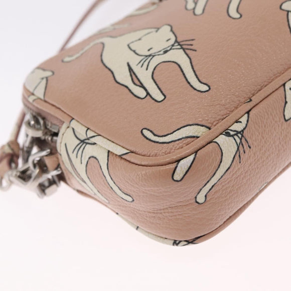 Miu Miu Shoulder Bag Leather Pink Silver Auth 211218A