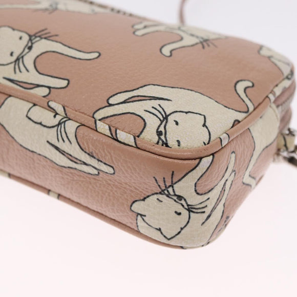 Miu Miu Shoulder Bag Leather Pink Silver Auth 211218A