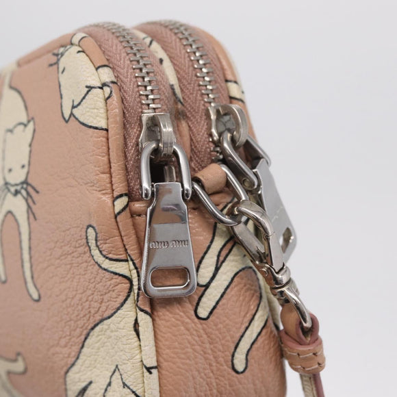 Miu Miu Shoulder Bag Leather Pink Silver Auth 211218A
