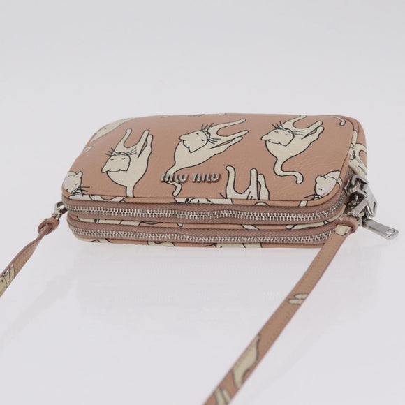 Miu Miu Shoulder Bag Leather Pink Silver Auth 211218A