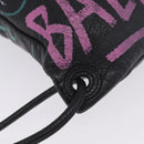 Balenciaga Graffiti Bazaar Drawstring Bag Leather Black 581779 Auth 211220V-11