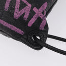 Balenciaga Graffiti Bazaar Drawstring Bag Leather Black 581779 Auth 211220V-12