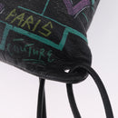 Balenciaga Graffiti Bazaar Drawstring Bag Leather Black 581779 Auth 211220V-14