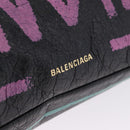 Balenciaga Graffiti Bazaar Drawstring Bag Leather Black 581779 Auth 211220V-15