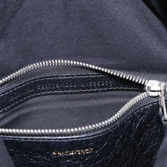 Balenciaga Graffiti Bazaar Drawstring Bag Leather Black 581779 Auth 211220V