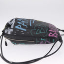 Balenciaga Graffiti Bazaar Drawstring Bag Leather Black 581779 Auth 211220V-5