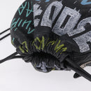 Balenciaga Graffiti Bazaar Drawstring Bag Leather Black 581779 Auth 211220V-6