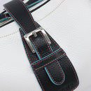 LOEWE Hand Bag Leather White Silver Auth 211222V-16