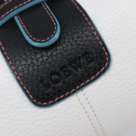 LOEWE Hand Bag Leather White Silver Auth 211222V