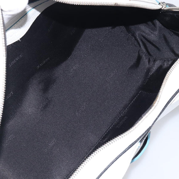 LOEWE Hand Bag Leather White Silver Auth 211222V