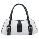 LOEWE Hand Bag Leather White Silver Auth 211222V-3