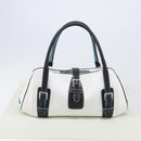 LOEWE Hand Bag Leather White Silver Auth 211222V-32