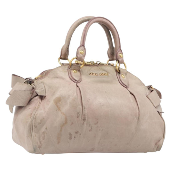 Miu Miu Hand Bag Vitellolux 2way Pink Gold Auth 211226