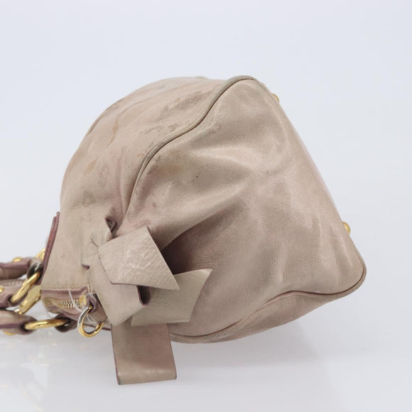 Miu Miu Hand Bag Vitellolux 2way Pink Gold Auth 211226