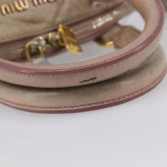 Miu Miu Hand Bag Vitellolux 2way Pink Gold Auth 211226