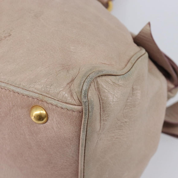 Miu Miu Hand Bag Vitellolux 2way Pink Gold Auth 211226
