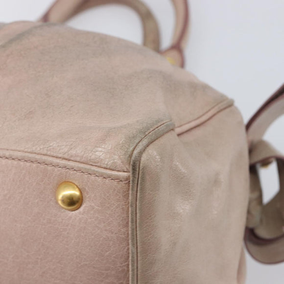 Miu Miu Hand Bag Vitellolux 2way Pink Gold Auth 211226