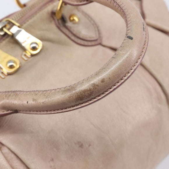 Miu Miu Hand Bag Vitellolux 2way Pink Gold Auth 211226