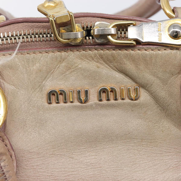 Miu Miu Hand Bag Vitellolux 2way Pink Gold Auth 211226