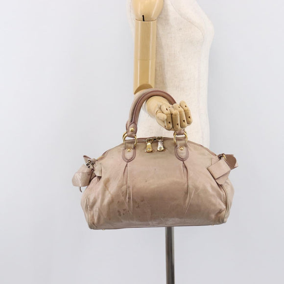 Miu Miu Hand Bag Vitellolux 2way Pink Gold Auth 211226