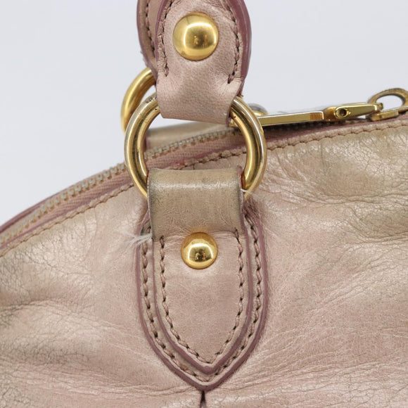 Miu Miu Hand Bag Vitellolux 2way Pink Gold Auth 211226