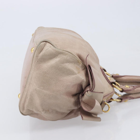 Miu Miu Hand Bag Vitellolux 2way Pink Gold Auth 211226