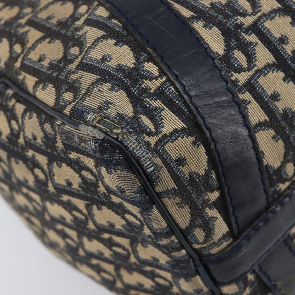 Christian Dior Trotter Canvas Boston Bag Navy Silver Auth 211230