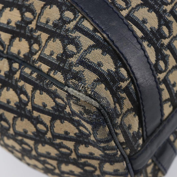 Christian Dior Trotter Canvas Boston Bag Navy Silver Auth 211230