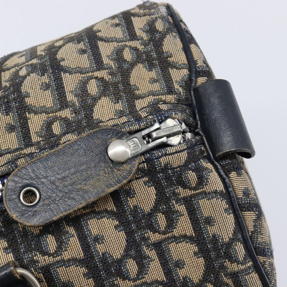 Christian Dior Trotter Canvas Boston Bag Navy Silver Auth 211230
