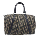 Christian Dior Trotter Canvas Boston Bag Navy Silver Auth 211230-2