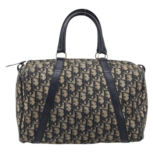 Christian Dior Trotter Canvas Boston Bag Navy Silver Auth 211230