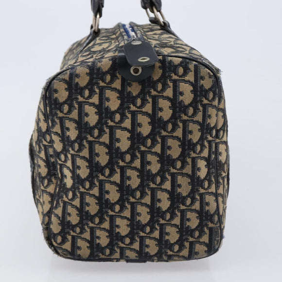 Christian Dior Trotter Canvas Boston Bag Navy Silver Auth 211230