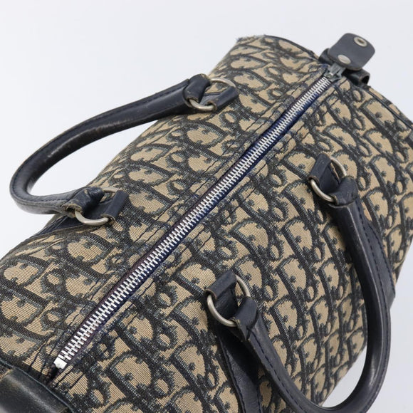 Christian Dior Trotter Canvas Boston Bag Navy Silver Auth 211230