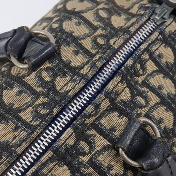 Christian Dior Trotter Canvas Boston Bag Navy Silver Auth 211230