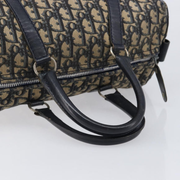 Christian Dior Trotter Canvas Boston Bag Navy Silver Auth 211230