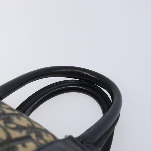 Christian Dior Trotter Canvas Boston Bag Navy Silver Auth 211230