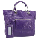 Balenciaga Tote Bag Leather Purple Silver Auth 211231A-1