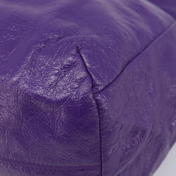 Balenciaga Tote Bag Leather Purple Silver Auth 211231A