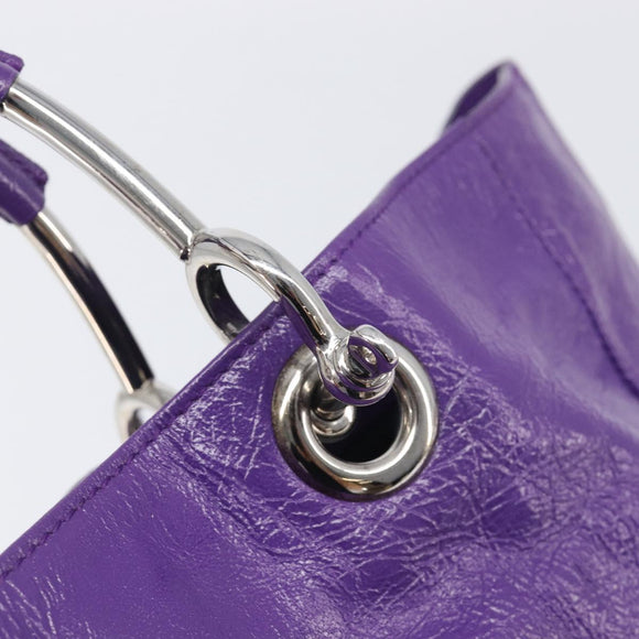 Balenciaga Tote Bag Leather Purple Silver Auth 211231A